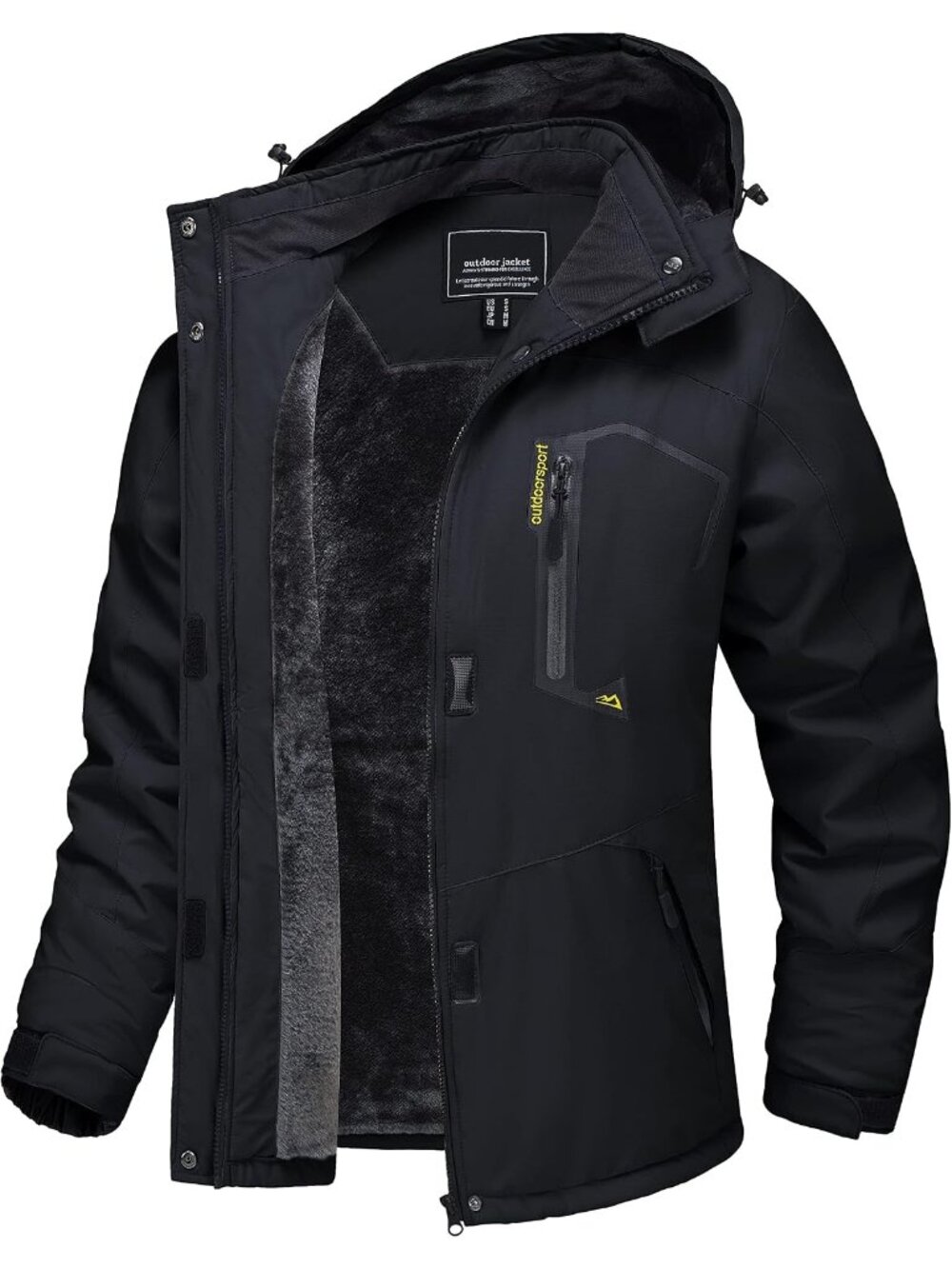 Women’s Waterproof Winter Ski Jacket Black Warm Fleece Snow Coat
